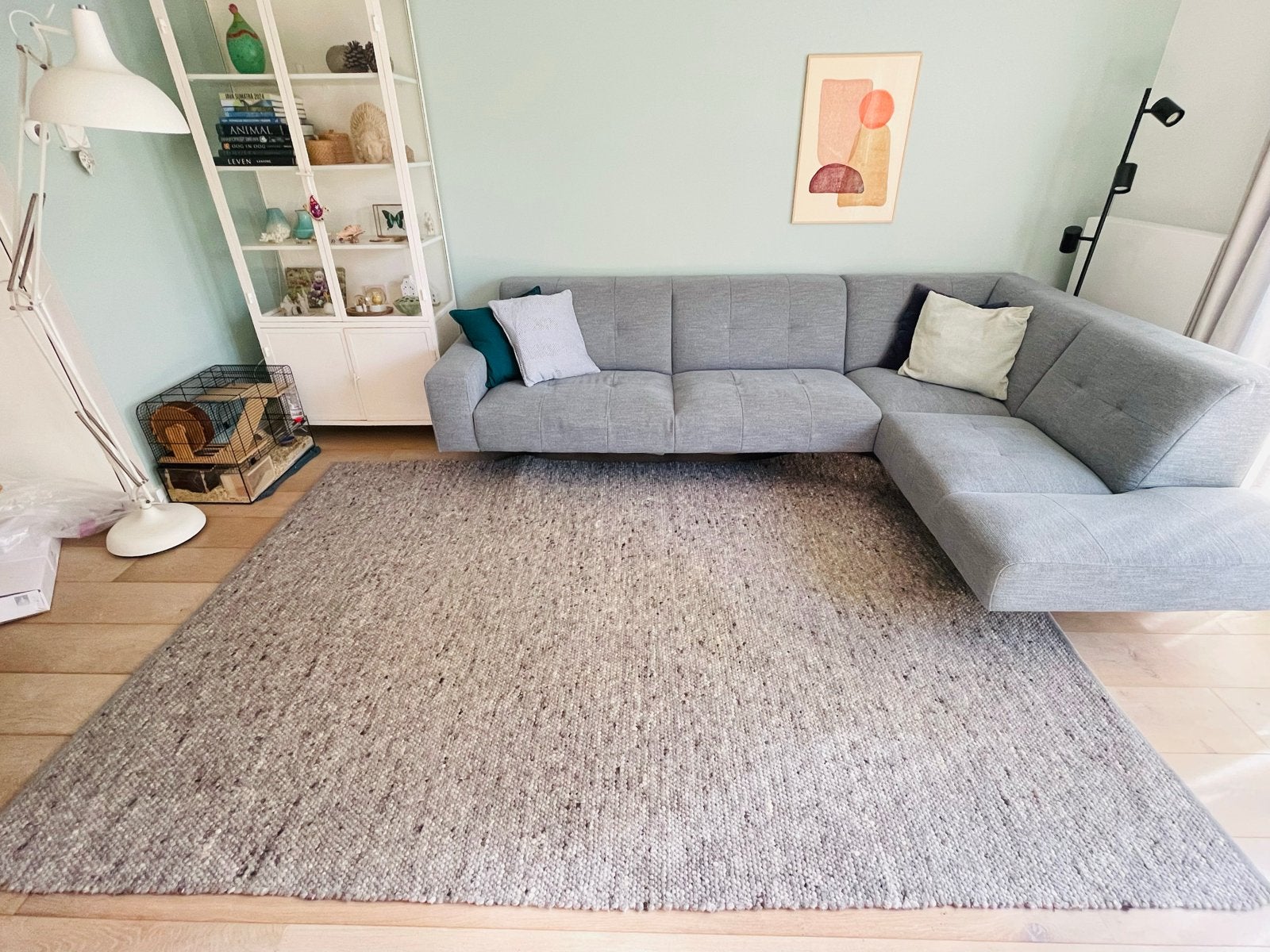 Groot grijs wollen vloerkleed (200cm x 290cm), Ophalen, 150 tot 200 cm, 200 cm of meer, Zo goed als nieuw