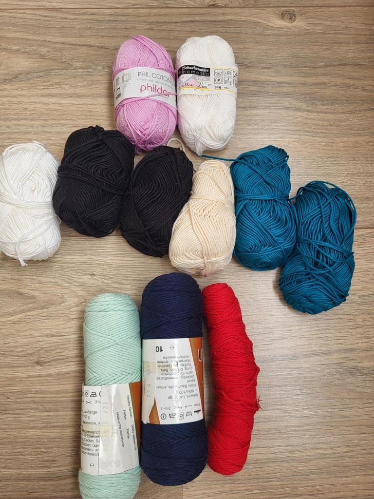 Restant 100% Katoenen Wol - Diverse Kleuren/merken, Ophalen of Verzenden, Zo goed als nieuw, Breien of Haken, Wol of Garen