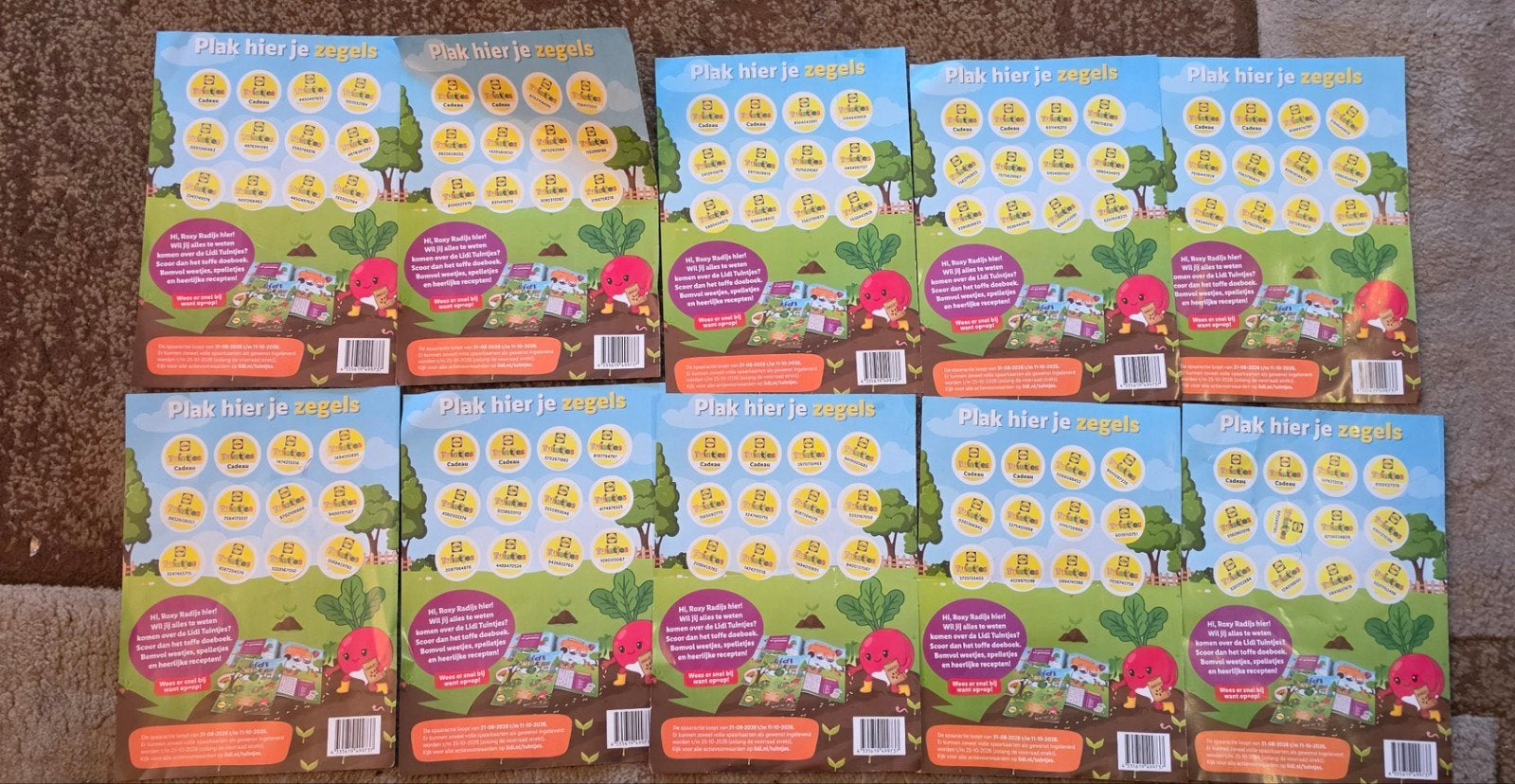 10 vollen Lidel Tuintjes. spaarkaarten vol met 12 spaarzegel, Verzamelen, Lidl, Ophalen of Verzenden