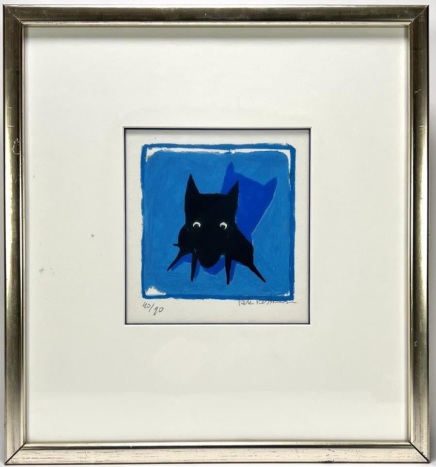 1075. Zeefdruk, P. Sebastiaanssen - Hondjes blauw, ca.2000, Antiek en Kunst, Kunst | Litho's en Zeefdrukken, Ophalen of Verzenden