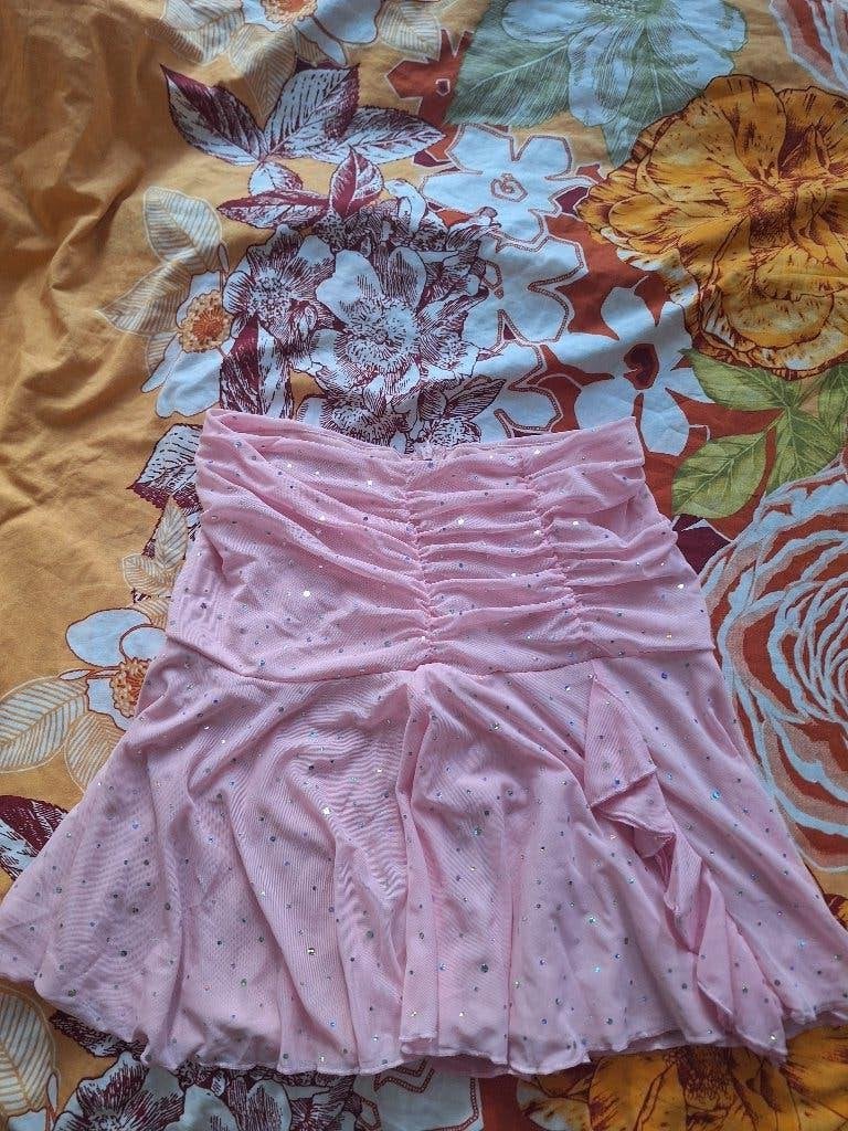 Roze mini-rok met glitters - Maat S, Ophalen, Onbekend, Roze, Maat 36 (S)