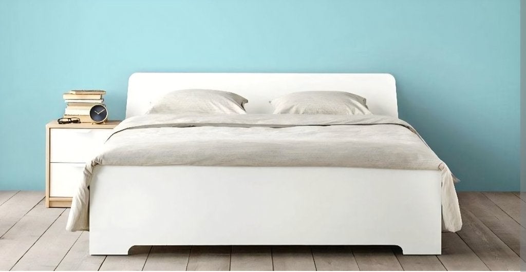 Ikea Askvoll bed wit 140x200 incl lattenbodem + matras, zgan, Ophalen, Verstelbaar, Modern en strak, Wit