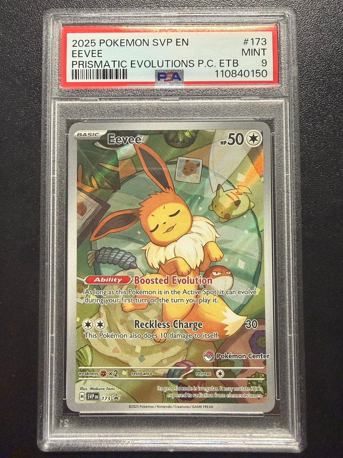 Pokémon Eevee P.C. Promo #173 PSA 9 Prismatic Evolutions, Ophalen of Verzenden, Nieuw, Losse kaart