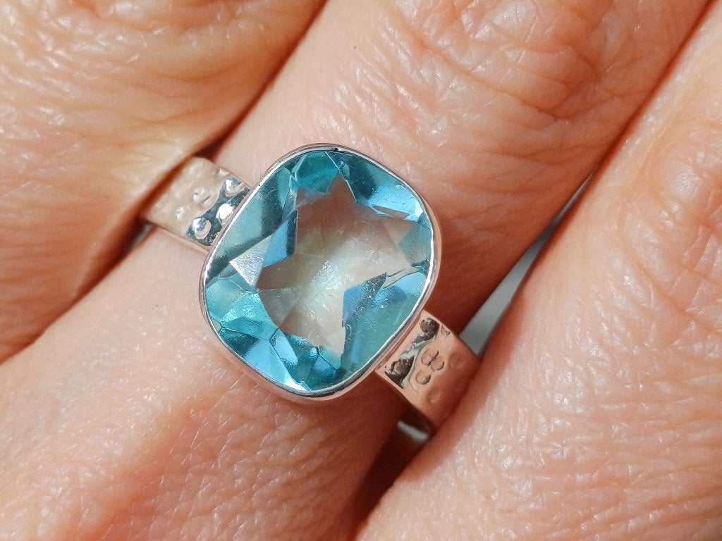 Vanoli 925 zilveren ring blauwe topaas maat 18,75, Daiva1973@hotmail.com, 18 tot 19, Vanoli, Blauw