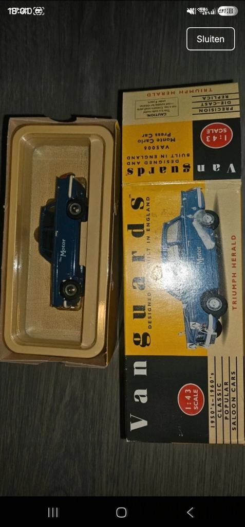 Vanguards Triumph Herald Monte Carlo Press Car 1:43, Verzenden, Zo goed als nieuw, Auto, Vanguards