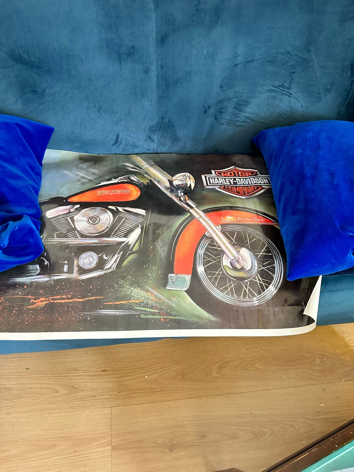 Gillette Harley-Davidson Heritage Softail Promotieposter, Verzamelen, Posters, Ophalen, Gebruikt, Rechthoekig Liggend, A1 t/m A3