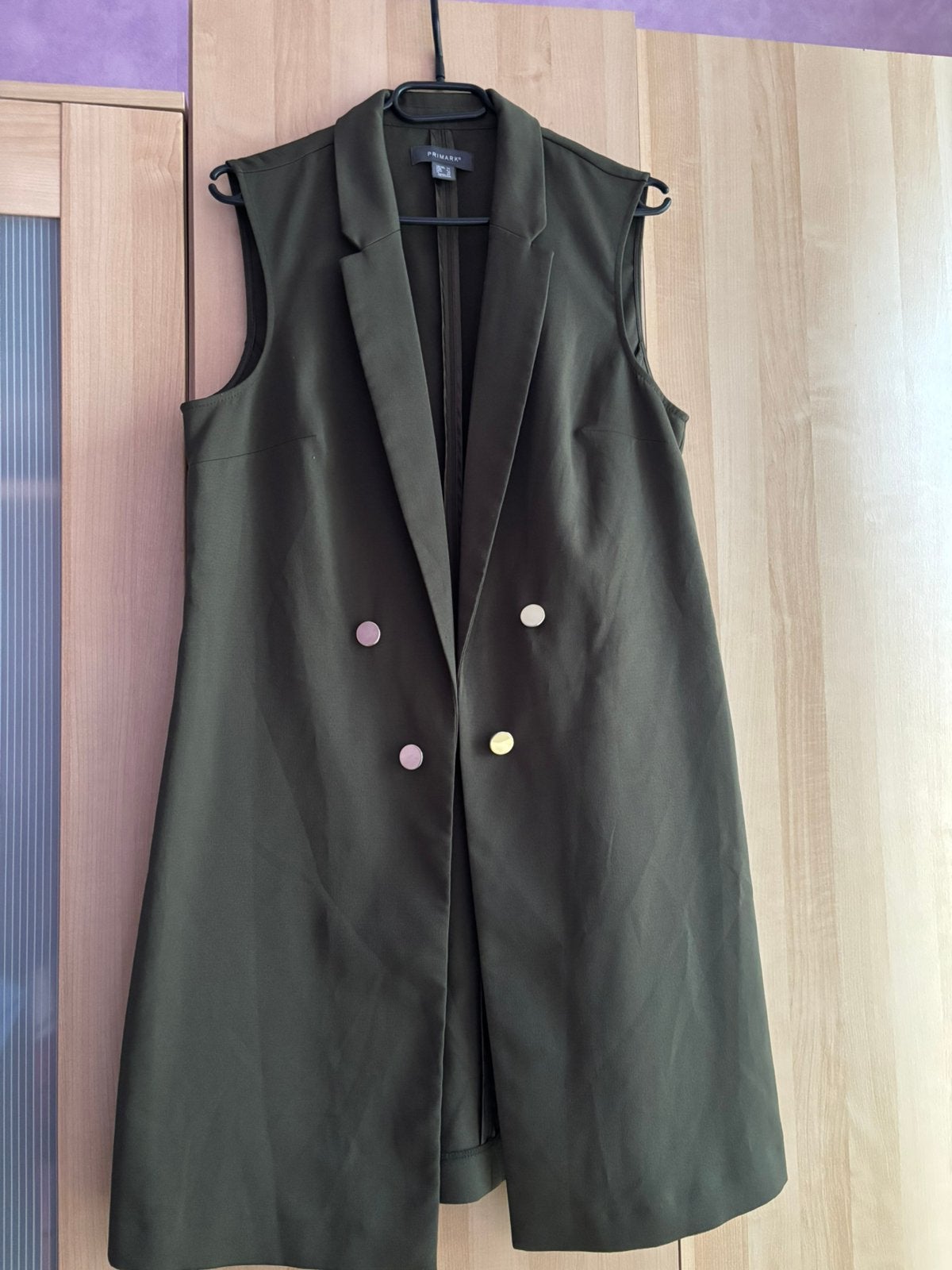 Dames leger groene mouwloze lange vest maat 42, Ophalen of Verzenden, Zo goed als nieuw, Maat 42/44 (L), Groen