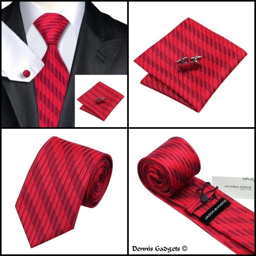 Dennis Gadgets: 100 % zijden stropdas ( 3 delig !! ) DG 0420, Ophalen of Verzenden, Nieuw, Rood, Met patroon