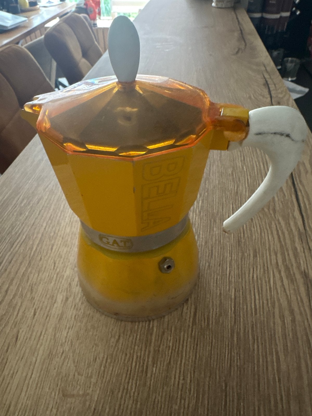 Gele GAT Moka Express Espressomaker, Overige typen, Geel, Ophalen of Verzenden, Zo goed als nieuw