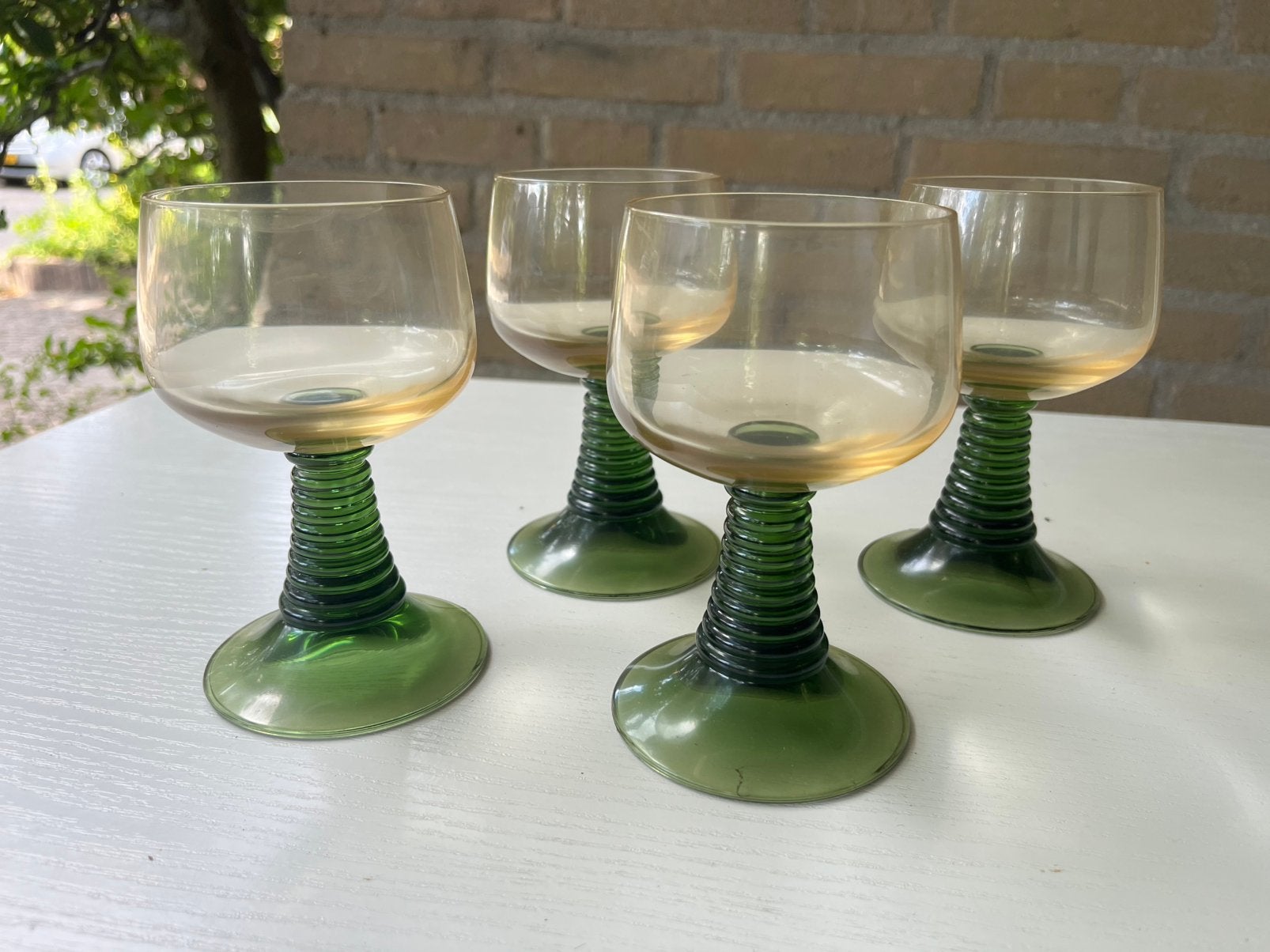 Set van 4 Vintage Roemer Wijnglazen – Jaren 70 (Puntgaaf), Antiek en Kunst, Antiek | Glas en Kristal, Ophalen of Verzenden