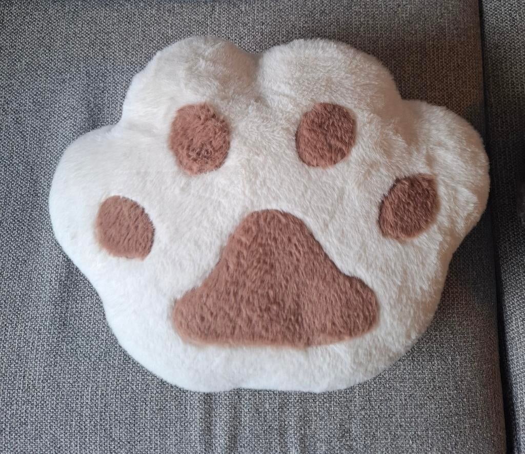 Wit beige kussen in de vorm van een hondenpootje, pootafdruk, Ophalen of Verzenden, Zo goed als nieuw, Bruin, Rechthoekig