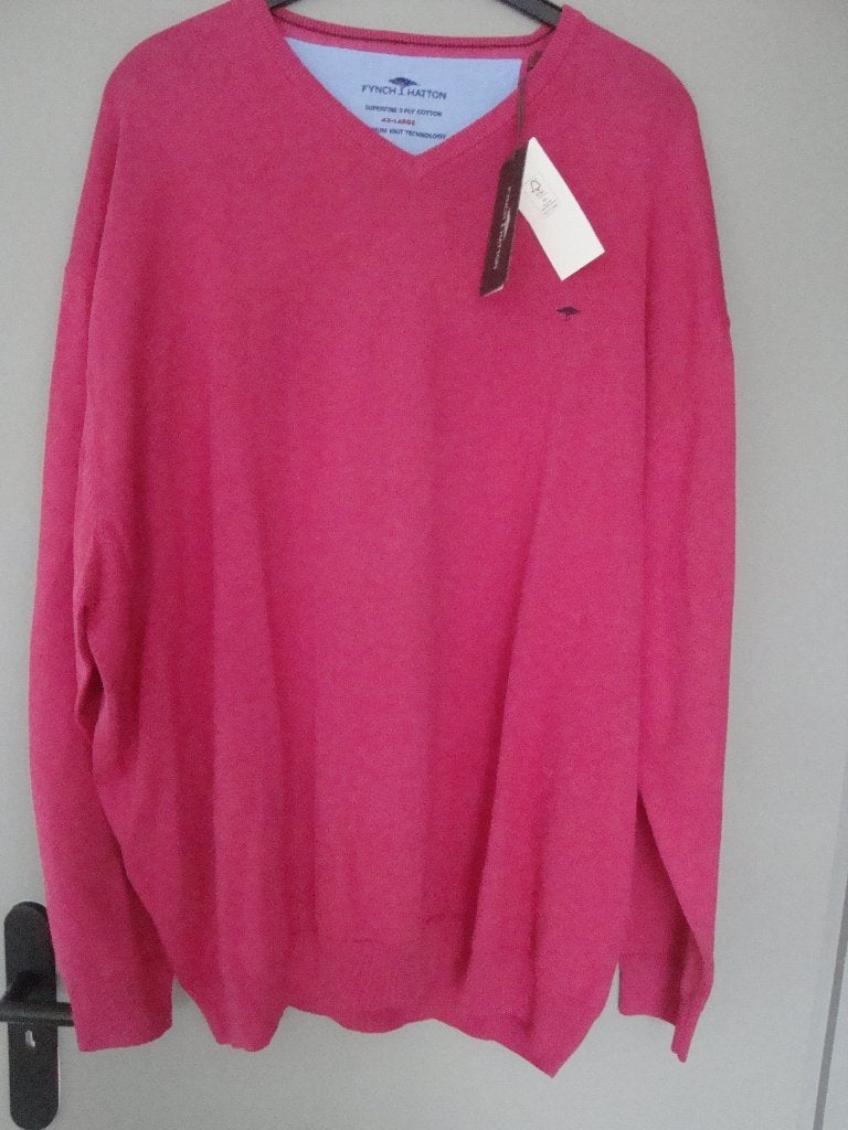 Maat 4XL. Nieuwe fuchsia FYNCH HATTON trui., Kleding | Heren, Grote Maten, Trui of Vest, Nieuw, Ophalen of Verzenden, Roze