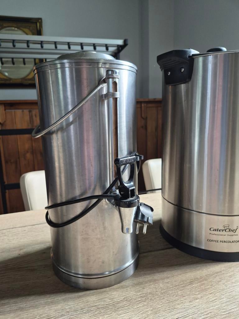 RVS Koffie percolator / waterkoker, Witgoed en Apparatuur, Koffiezetapparaten, Gebruikt, 10 kopjes of meer, Koffiemachine, Gemalen koffie