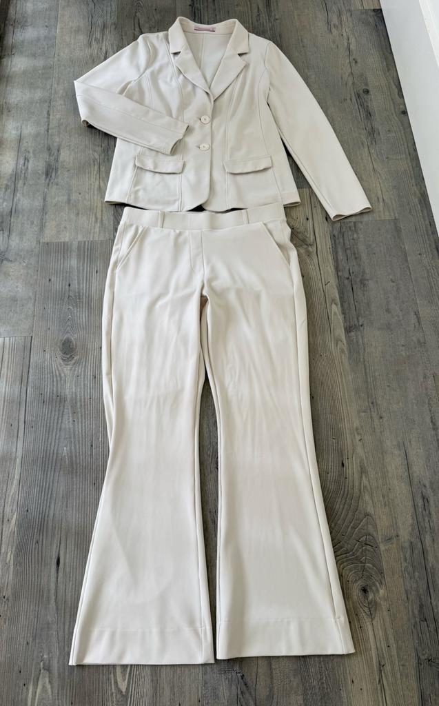 Nieuw Studio Anneloes bonded broekpak L/40, Kostuum of Pak, Beige, Maat 42/44 (L), Nieuw