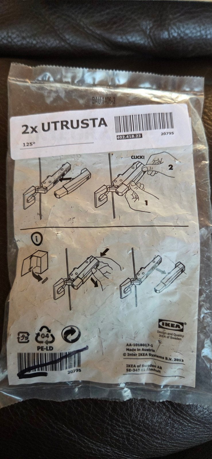 IKEA UTRUSTA Scharnieren 125 graden (2 stuks) x 7, Huis en Inrichting, Ophalen, Nieuw