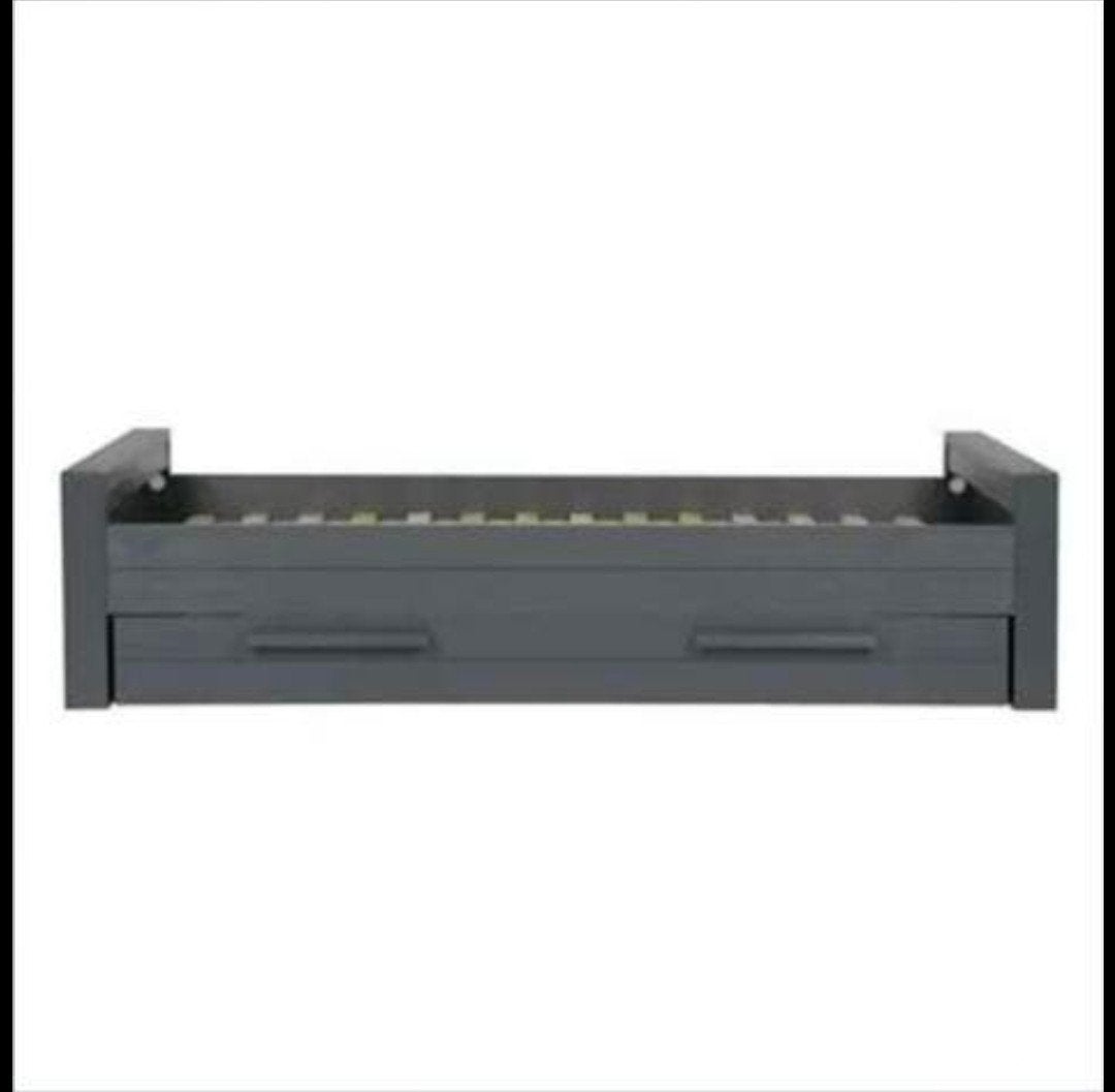 bed en bureau met lade dennis woood grijs bed met bedlade, Ophalen of Verzenden, Gebruikt, Eenpersoons