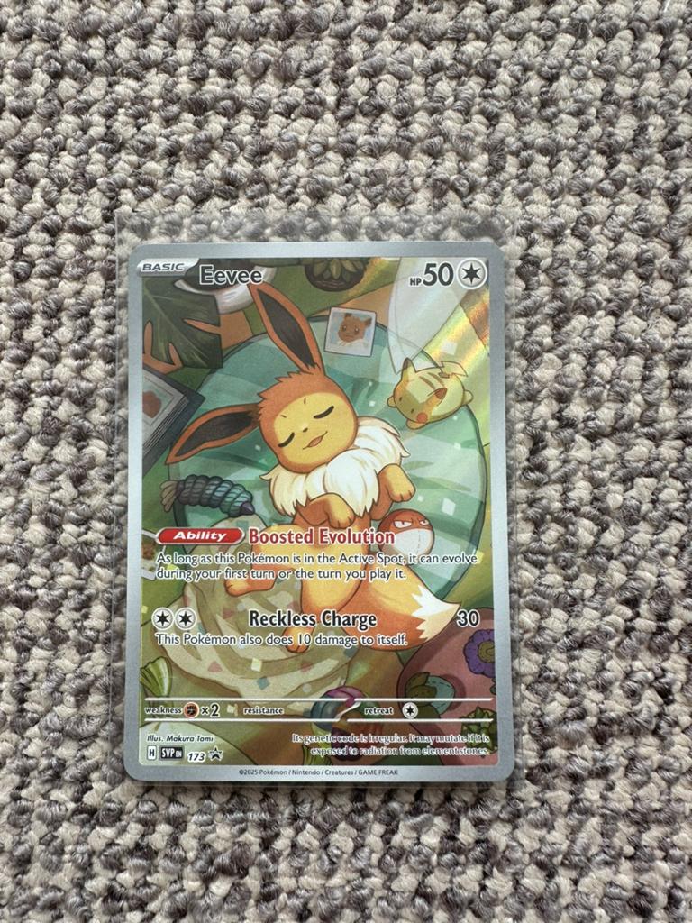 Eevee promo prismatic evolutions 173, Ophalen of Verzenden, Zo goed als nieuw, Losse kaart, Foil