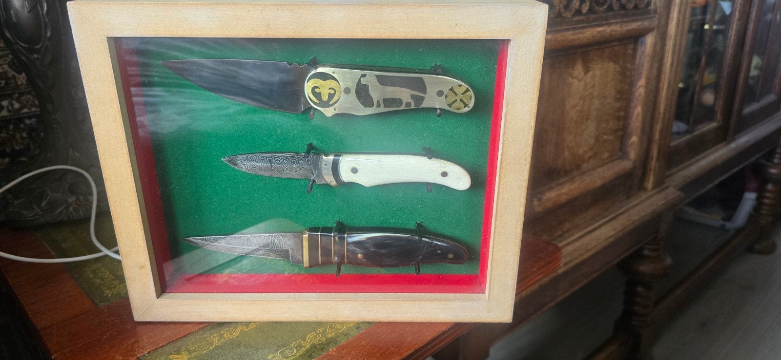 Set drie design jachtmessen 70/80, Ophalen of Verzenden, Overige soorten, Overige gebieden, Mes of Dolk
