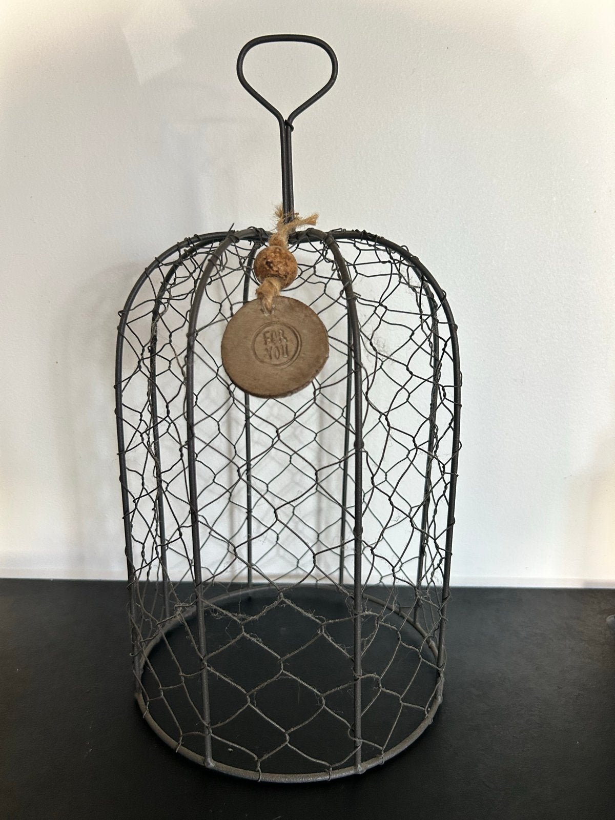 Decoratieve gaasstolp met handvat - 34cm hoog, Vintage, Ophalen of Verzenden, Metaal, Gebruikt