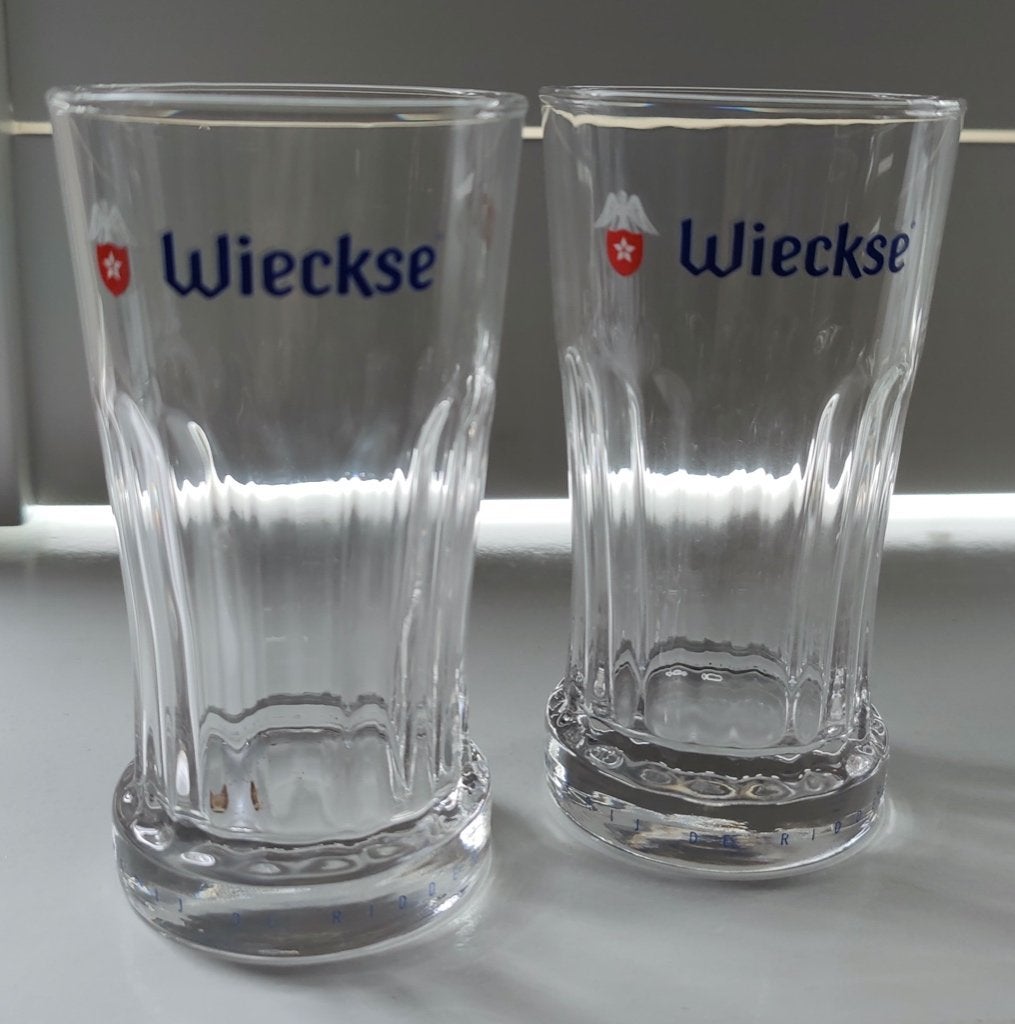 NIEUW. Wieckse Witte bierglazen, Ophalen of Verzenden, Nieuw, Glas of Glazen, Overige merken