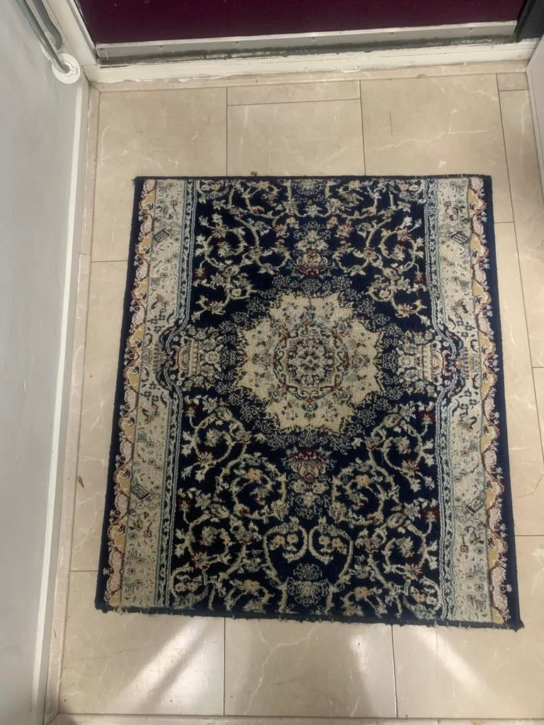 Mooi Perzisch tapijt, Gebruikt, 100 tot 150 cm, Blauw, Rechthoekig