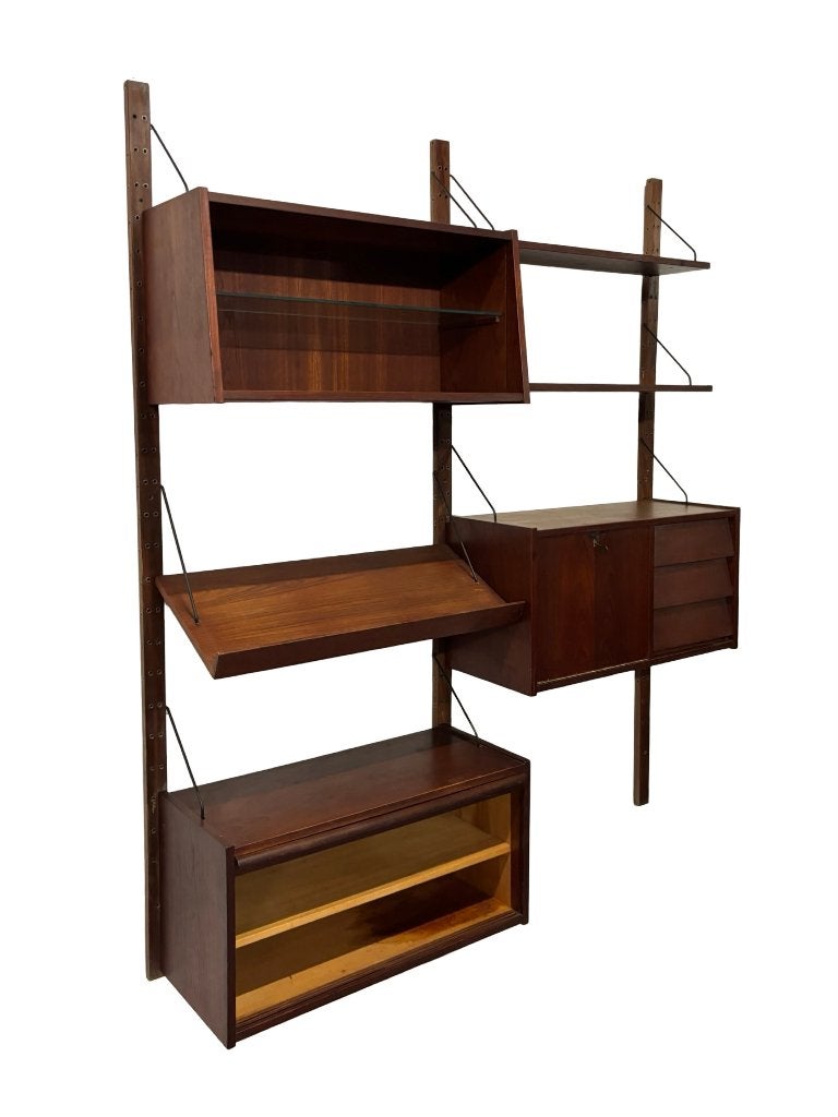 Vintage wandsysteem jaren 60 design teak, Gebruikt, Vintage, Met lade(s), Minder dan 150 cm