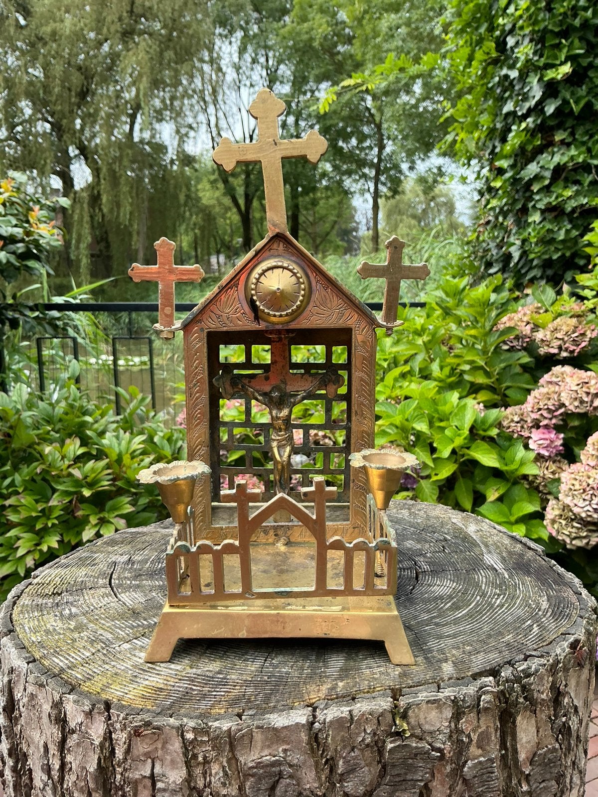 Religie ❤️ zeldzaam koperen kerkaltaartje, Antiek en Kunst, Ophalen of Verzenden