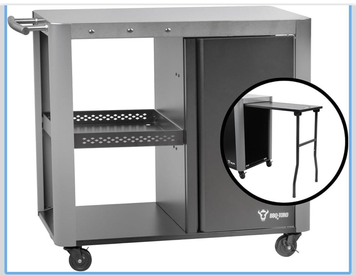 BBQ-Toro Grillwagen 95x50x80cm | Zilver | Grilltafel, Ophalen, Nieuw
