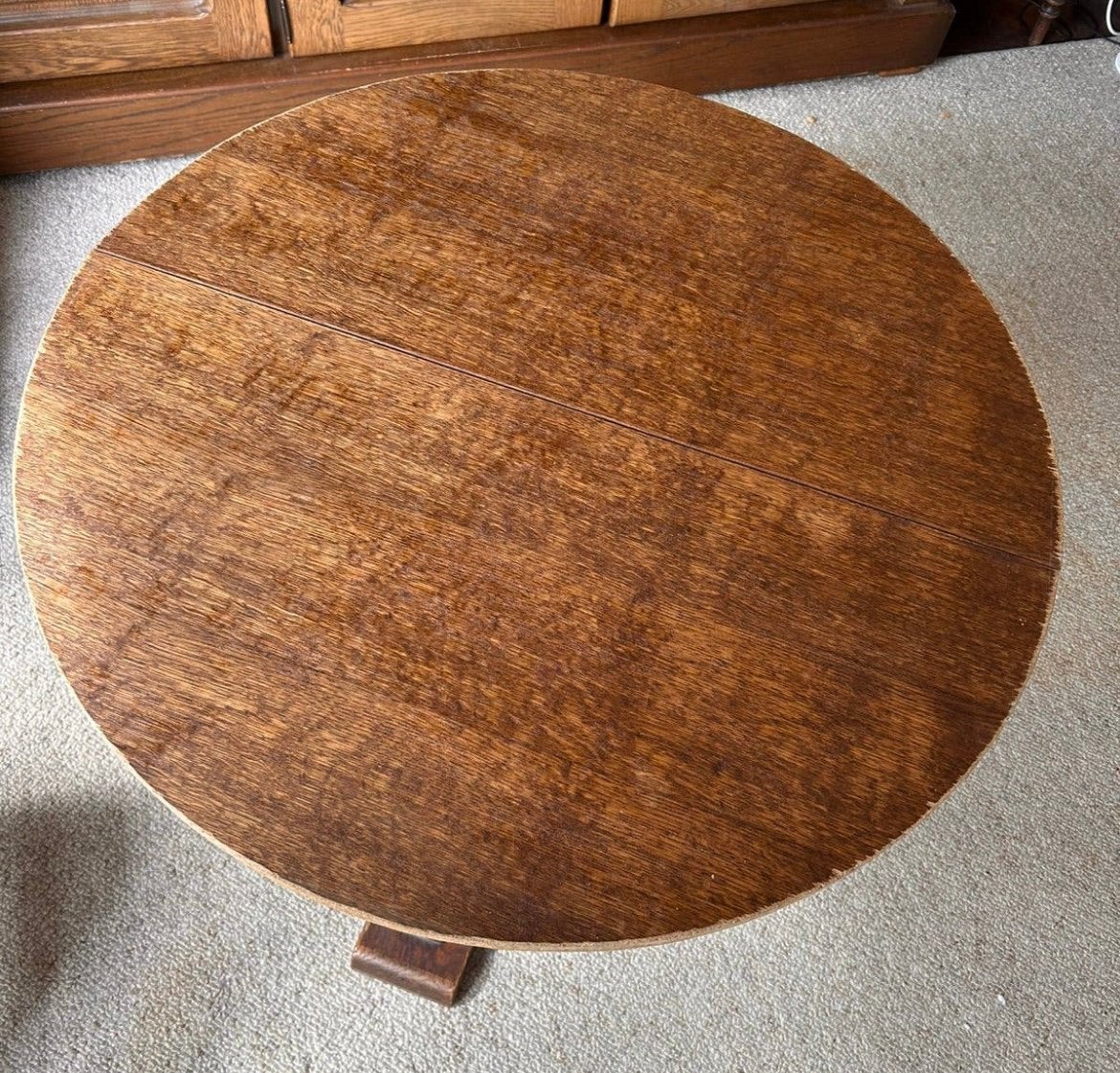 Eiken ronde tafel, Ophalen, Gebruikt, 50 tot 100 cm, Eikenhout