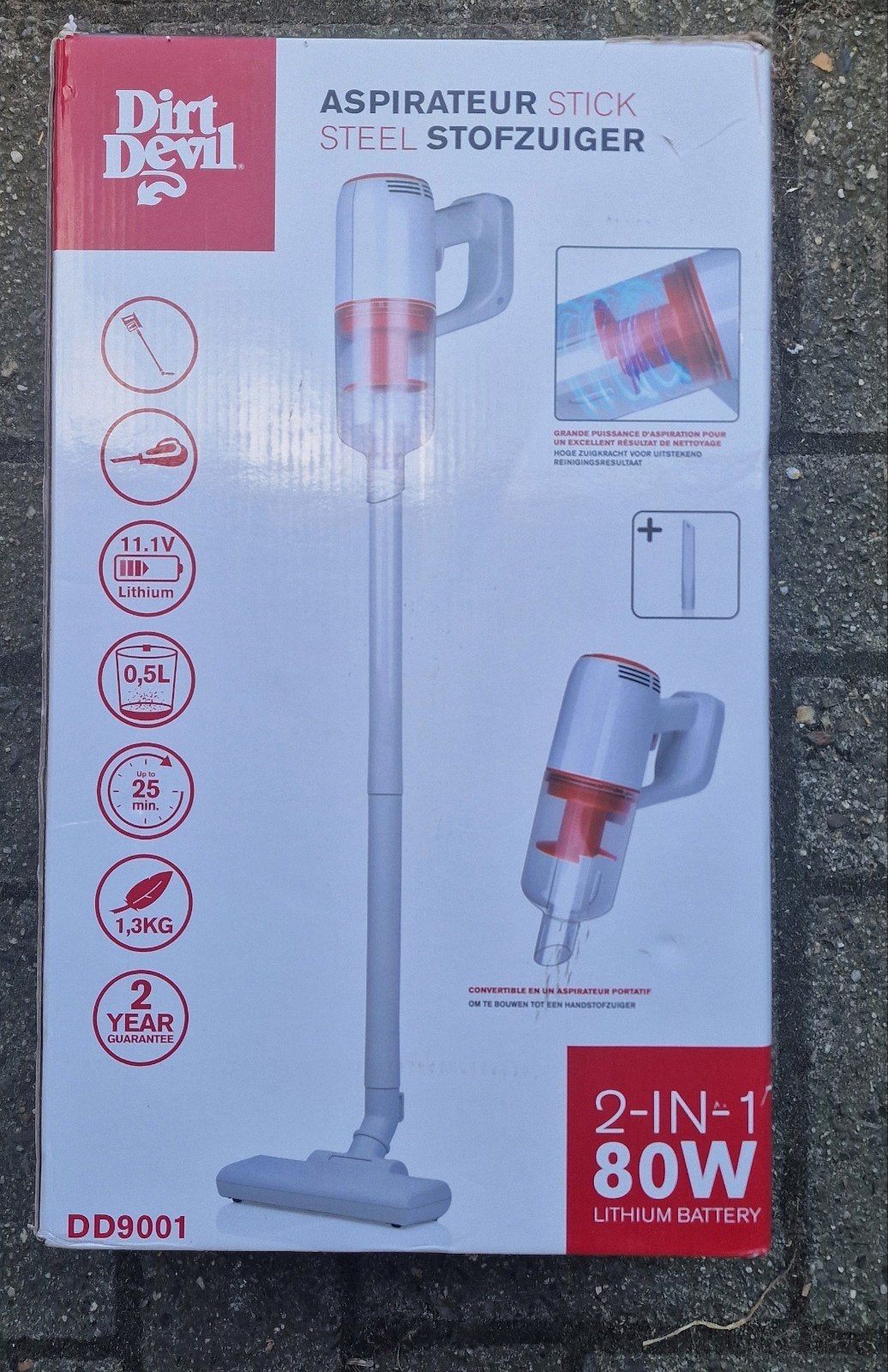 Dirt Devil DD9001 Steelstofzuiger 2-in-1 - Nieuw in doos, Witgoed en Apparatuur, Stofzuigers, Overige merken, Draadloos, Nieuw