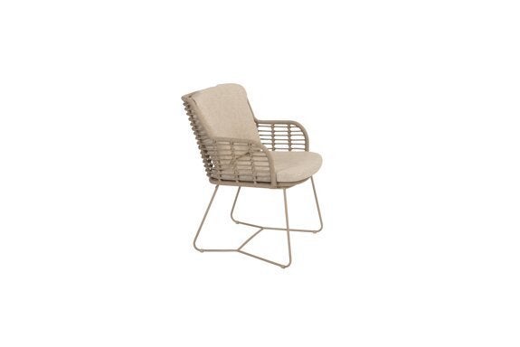 Fabrice dining stoelen latte + Prado barrel tafel 240 x 105, Niet ingevuld, Overige materialen, 6 zitplaatsen, Nieuw