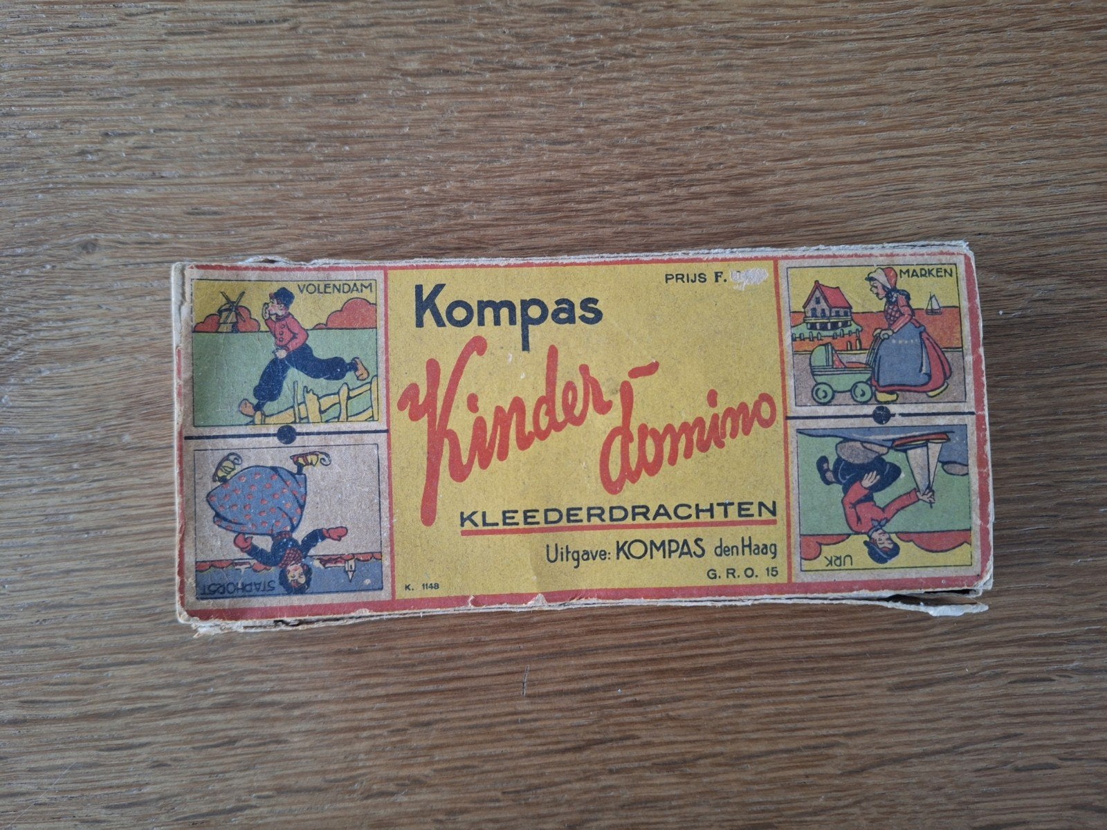 Vintage Kompas Kinder Domino Klederdrachten Spel, Antiek en Kunst, Ophalen of Verzenden