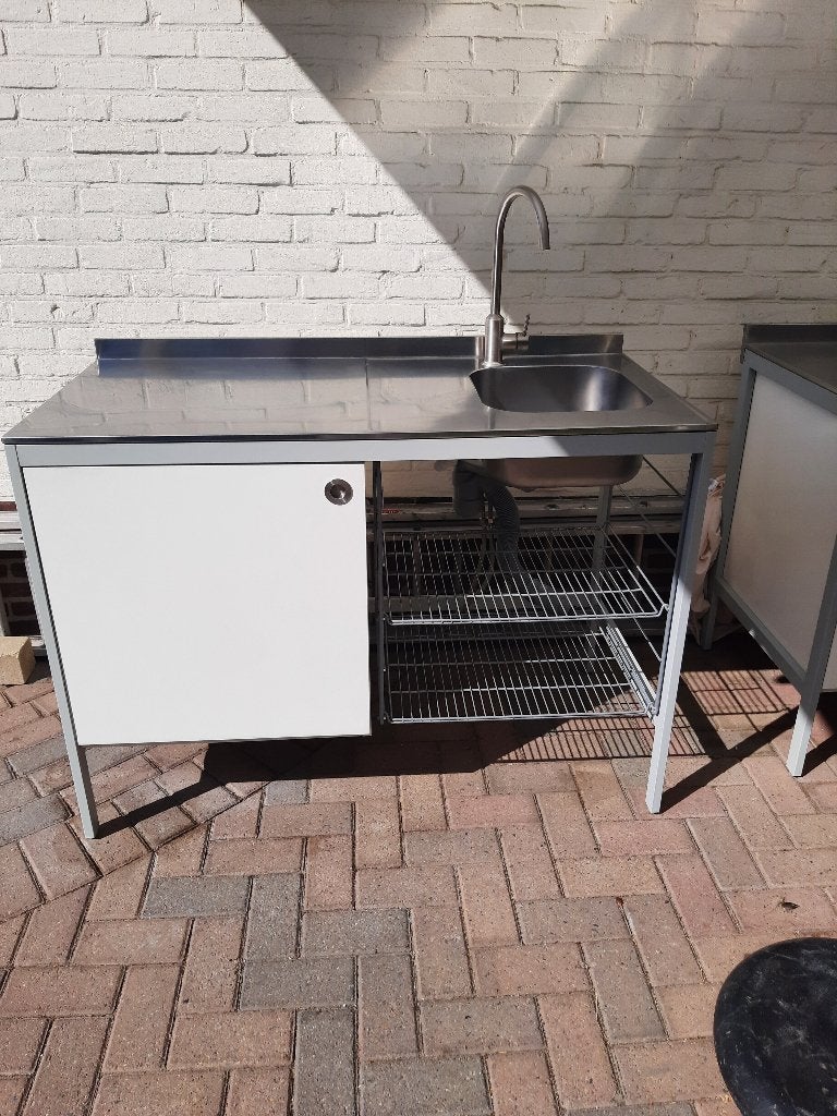 keukenblok 2x (Ikea Udden), Huis en Inrichting, Keuken | Complete keukens, Gebruikt, Enkelwandige keuken, Wit, Staal of Rvs, Ophalen