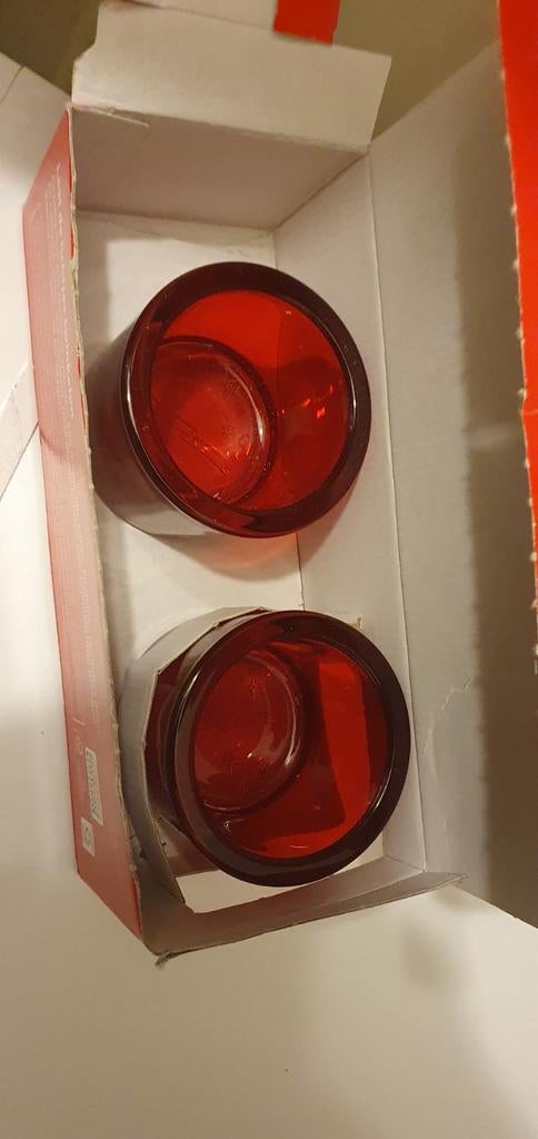 Rode glazen set van 2, Ophalen of Verzenden, Zo goed als nieuw, Overige materialen, Los bestek