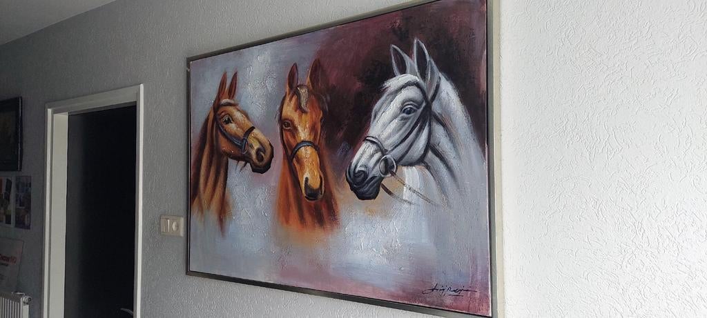 Schilderij van drie paarden TE KOOP, Ophalen