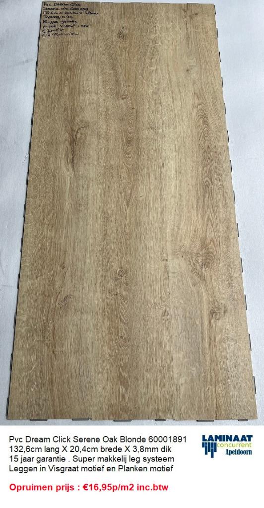 Pvc dream click serene Oak Blonde | Visgraat €16,95m2
