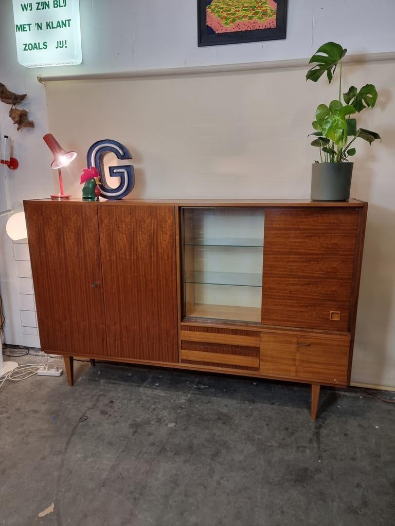 Sale Vintage highboard mid century teak, Ophalen, ,, Zo goed als nieuw, ,
