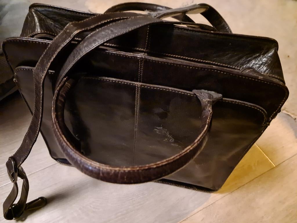 Leren Dames Aktetas, Ophalen of Verzenden, Gebruikt, Bruin, Handtas