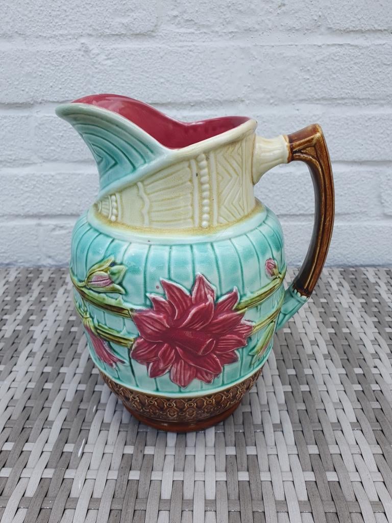 Antieke A. Mouzin-Lecat majolica kan-ca 1900-goede staat, Ophalen of Verzenden