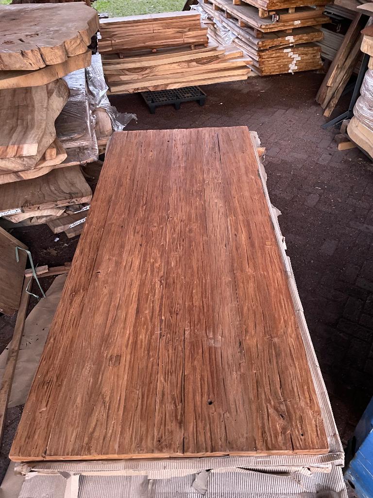 Teak deuren/tafel reclaimed wood loft geborsteld opruiming, 215 cm of meer, Binnendeur, Nieuw, Vouwdeur