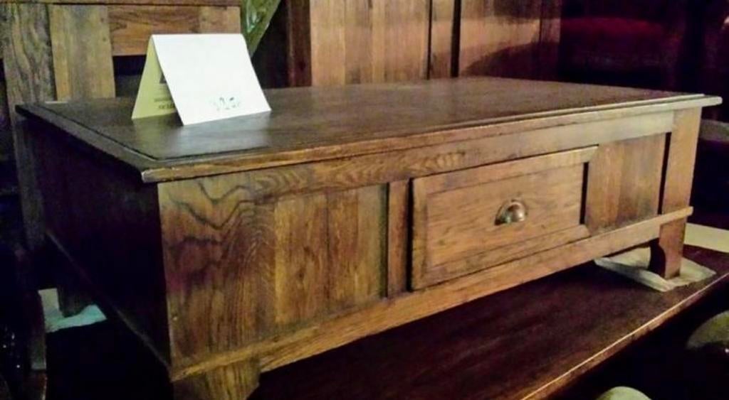 Antieke Eiken Salontafel met Lade, Huis en Inrichting, Tafels | Salontafels, Ophalen, Gebruikt, 100 tot 150 cm, Eikenhout
