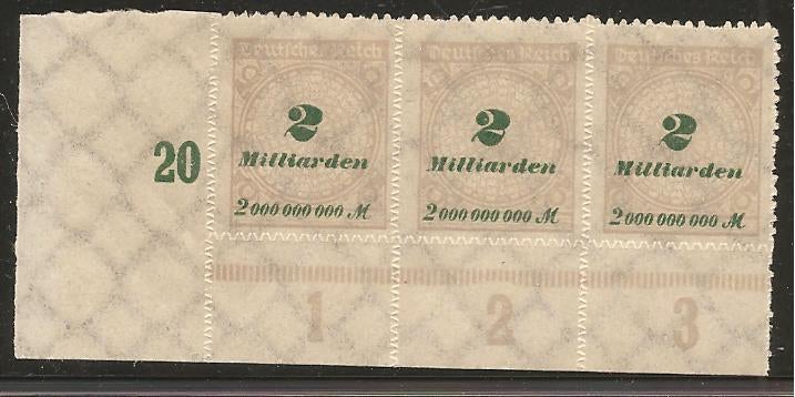 Duitse Rijk mi nr 326 (3x) met onder- en zijrand, Verzenden, Overige periodes, Postfris