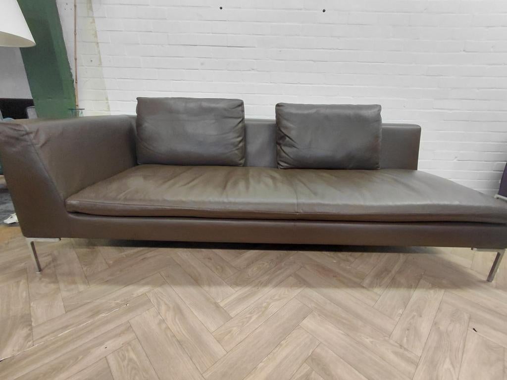 B&B Italia Charles | 3 zitsbank | Bruin Leer, Huis en Inrichting, Banken | Bankstellen, Gebruikt, Info@andriesign.nl, Bb italia