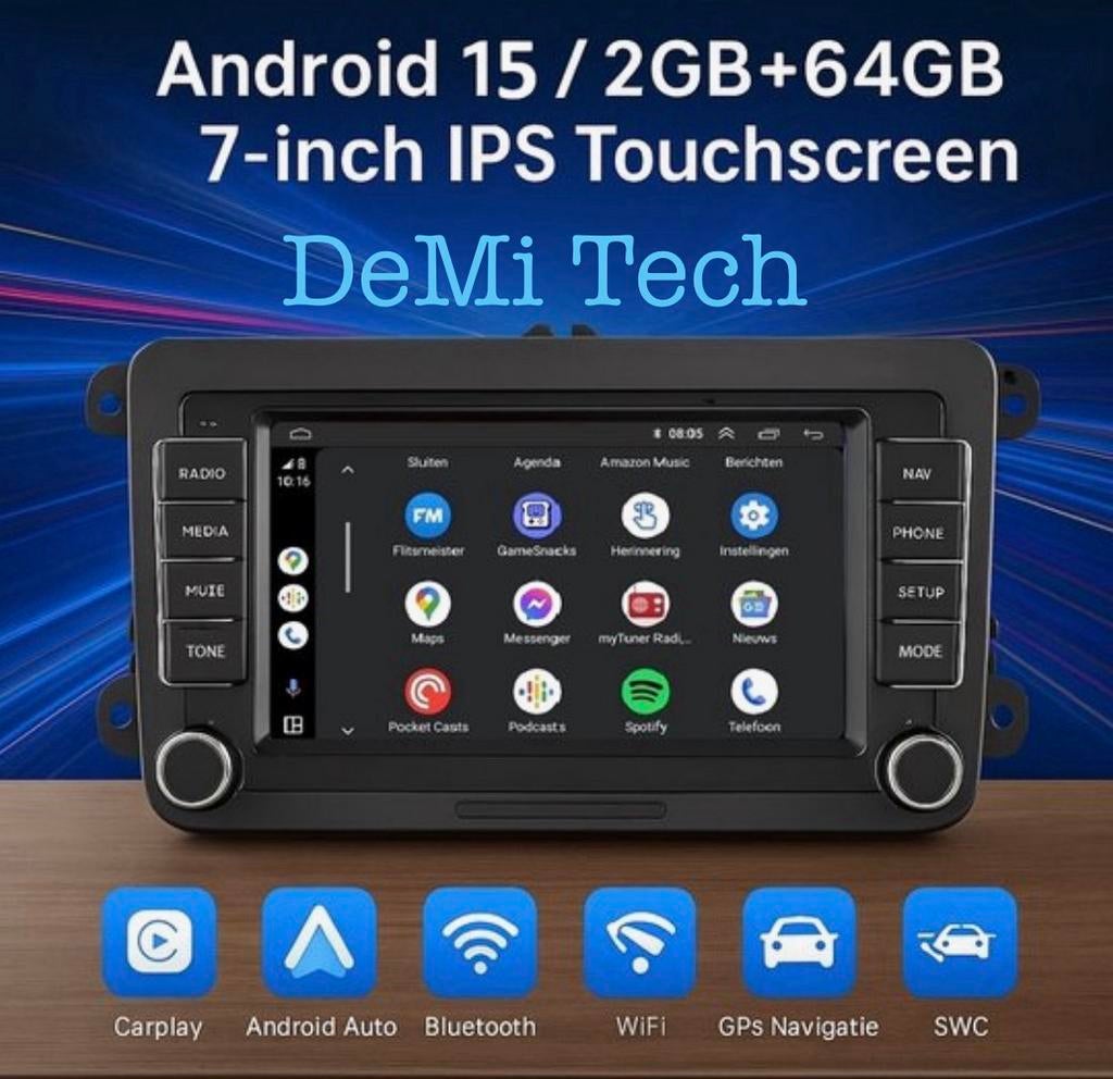 RNS510 Volkswagen Android15 2GB/64GB Draadloos Carplay Nieuw, Ophalen of Verzenden, Nieuw