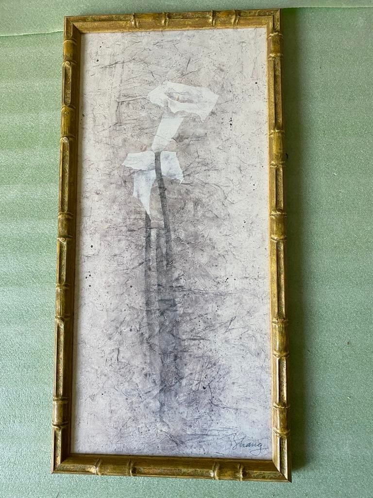 Prachtig ingelijste witte kelkbloem . Aronskelk . J. Hang, Antiek en Kunst, Ophalen of Verzenden