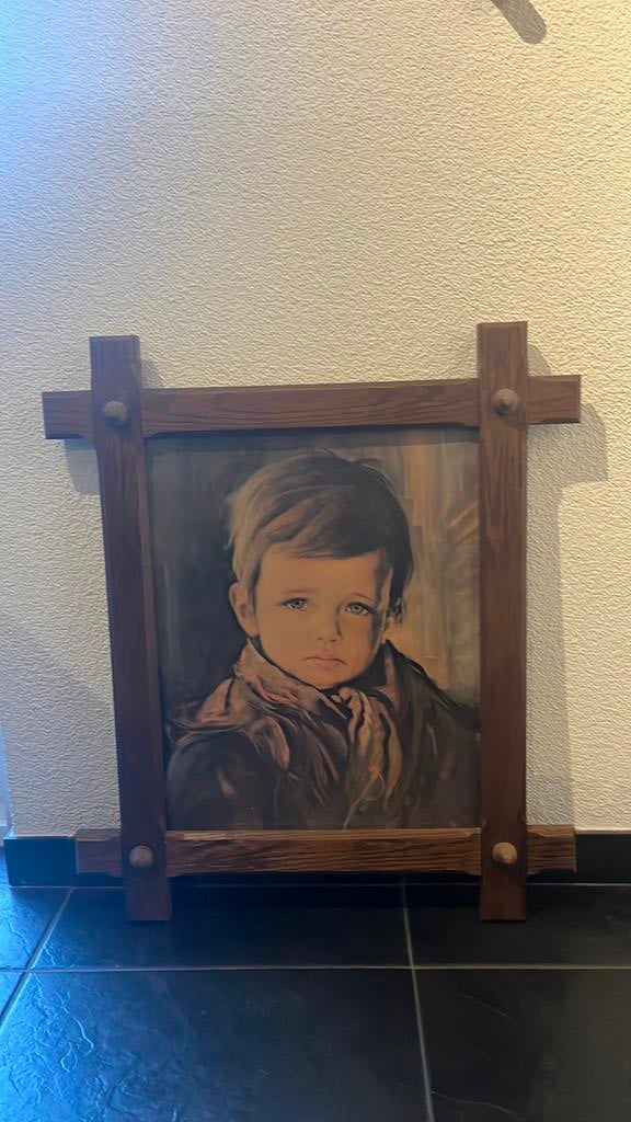 Bragolini klassiek schilderij jongen met traan retro vinted, Ophalen