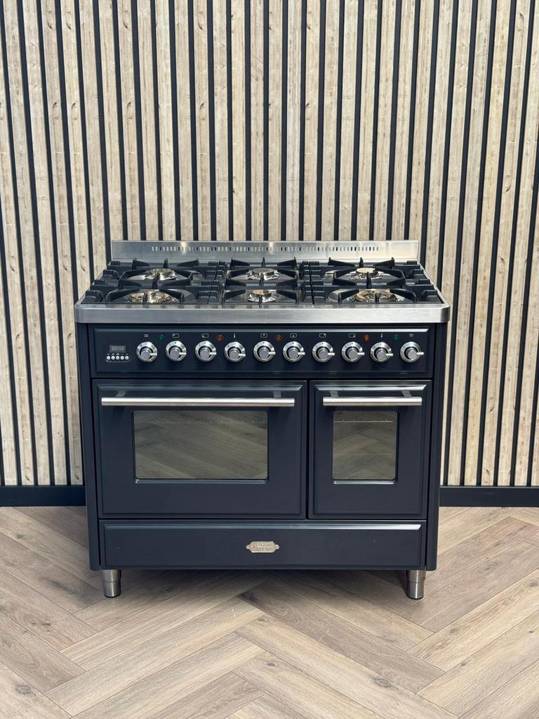 Luxe Boretti Majestic Antraciet 100cm Gas Dubbele Oven, 60 cm of meer, Ophalen of Verzenden, Gas, Vrijstaand