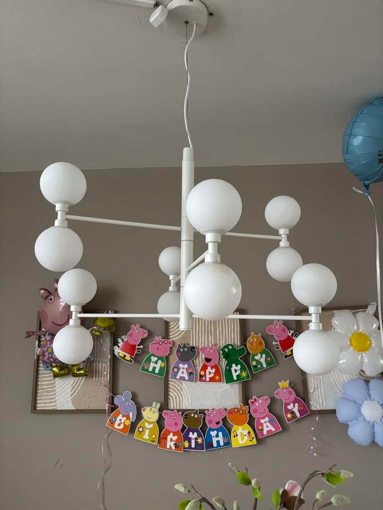 Moderne witte hanglamp, Ophalen of Verzenden, Gebruikt, Metaal, 50 tot 75 cm