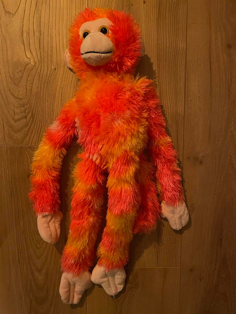 Oranje roze Pluche Aap Knuffel - Zo Goed Als Nieuw!, Ophalen of Verzenden, Zo goed als nieuw, Overige typen