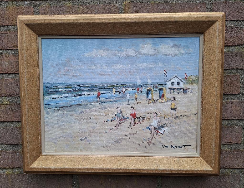 A C VAN NOORT - ZONNIG STRANDGEZICHT, Ophalen of Verzenden